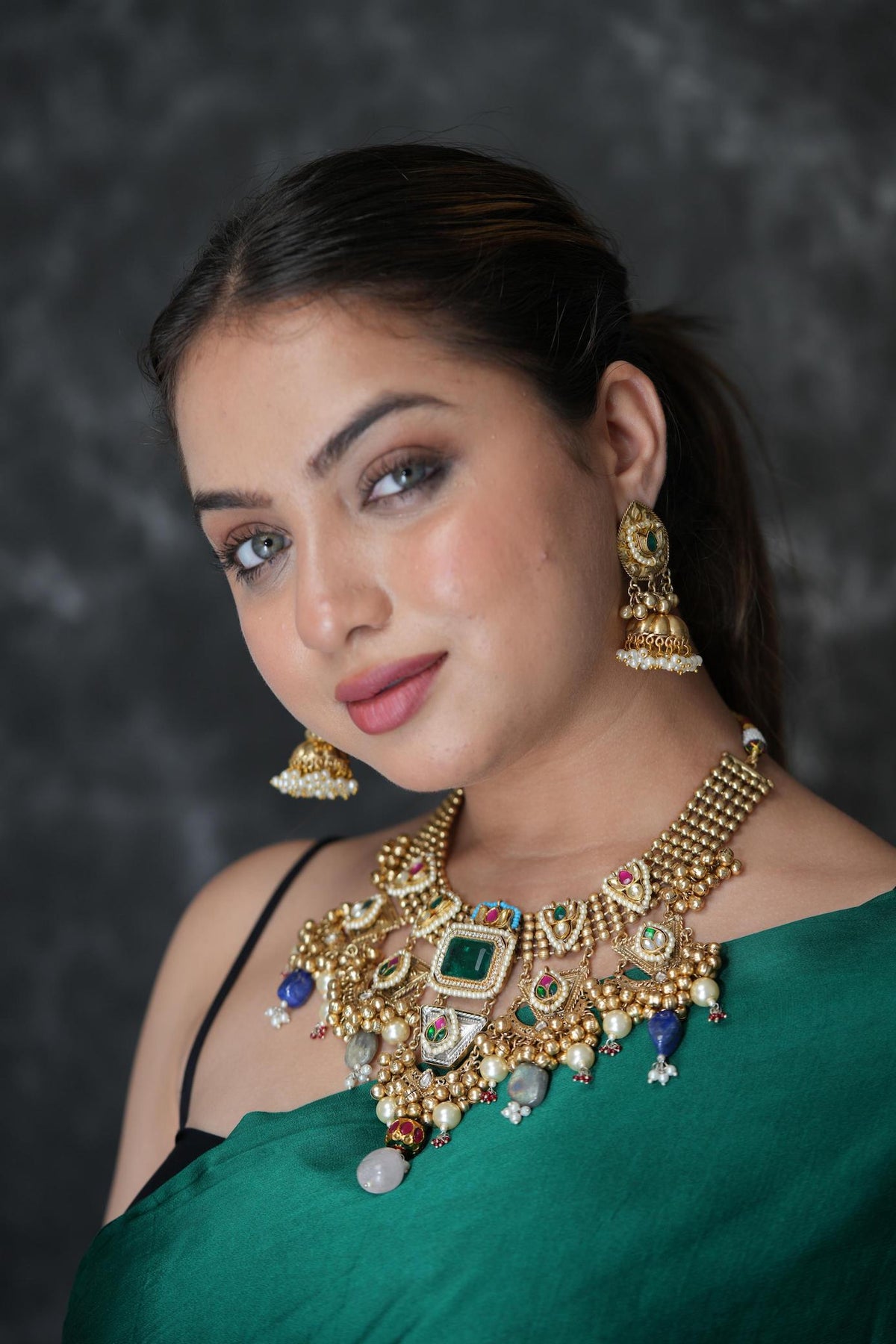 Bridal neckpiece with small jhumki image 5