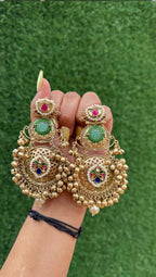 Sania Earrings - Light Green and Dark Green image