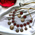 Partaash red choker with earrings image 0