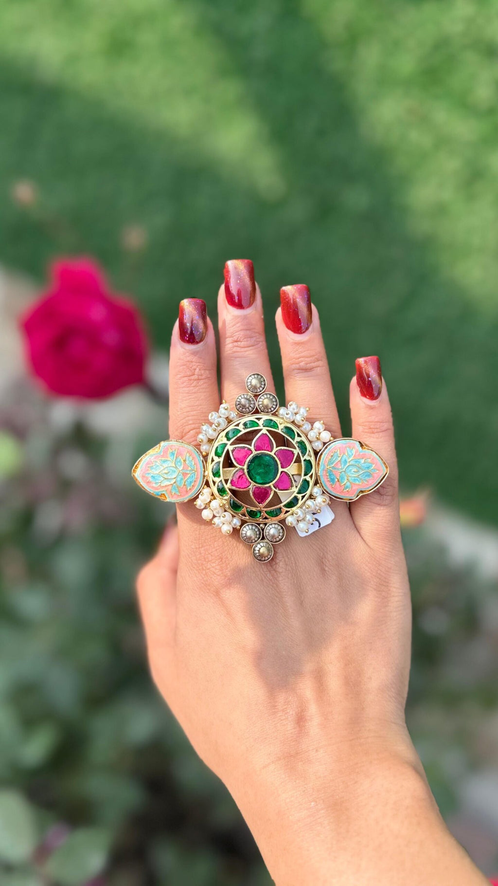 Big panchi kundan rings image 1
