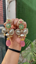 Aria earrings with baby pink drop image 0