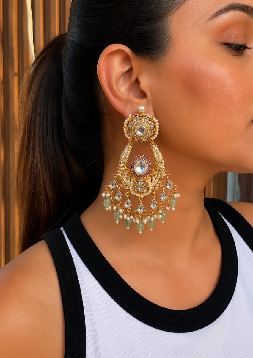 Sitara Earrings - White and Hot Pink image