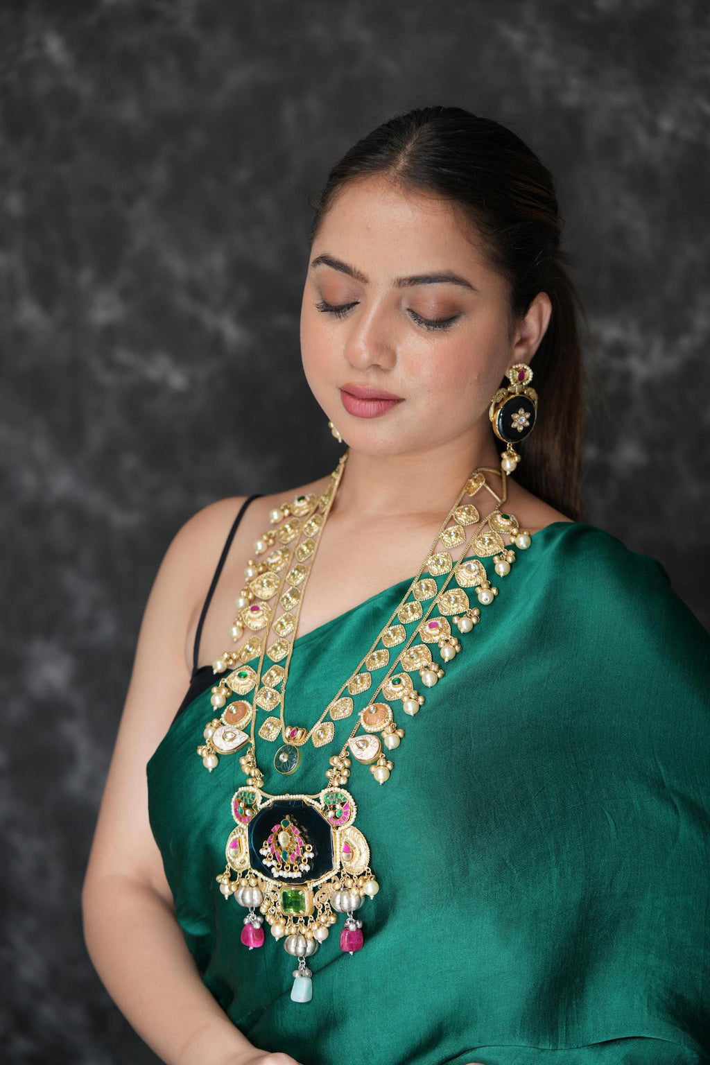 Maharani double layered blue long haar image 1