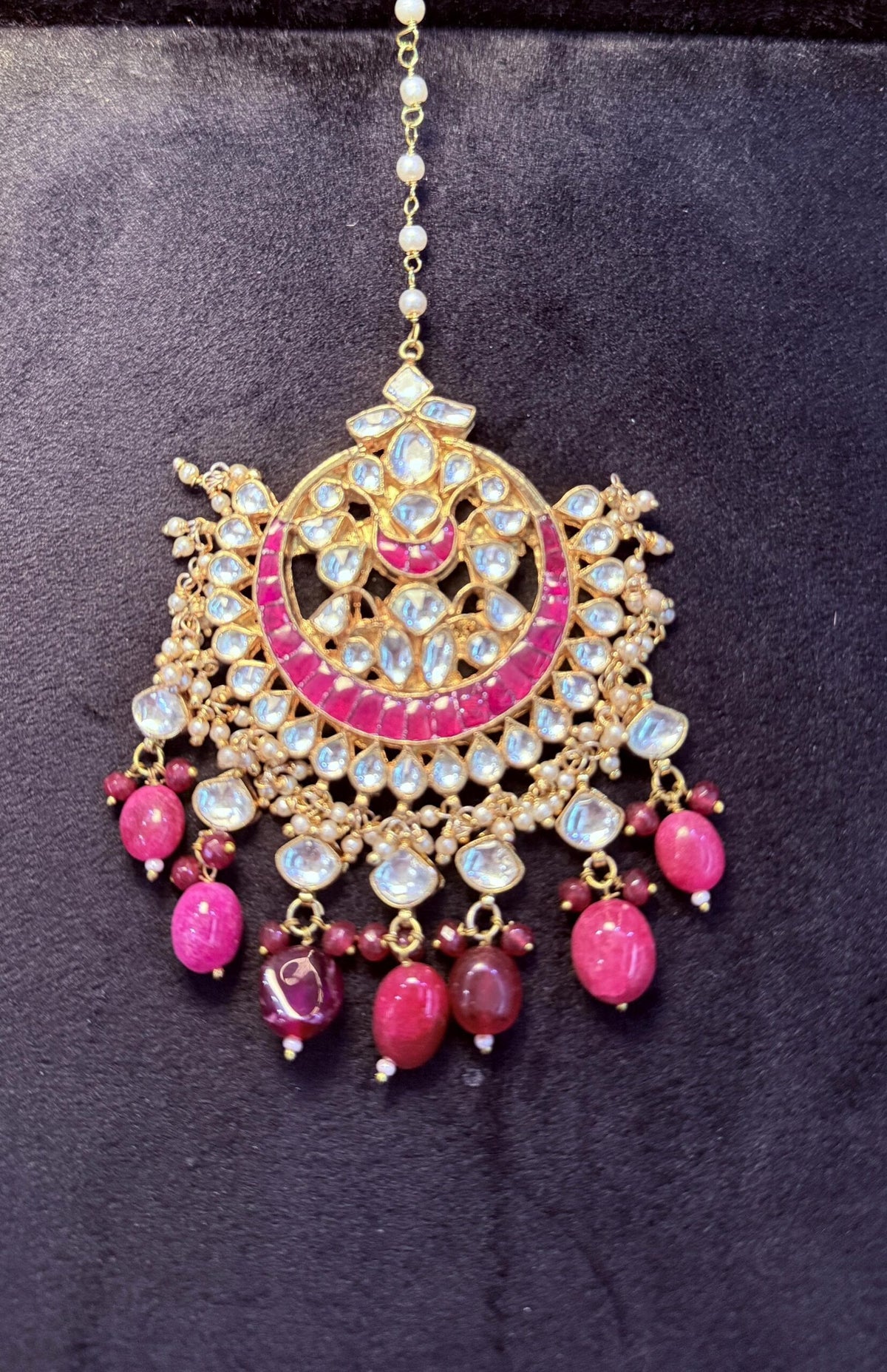Sasha mangtikka-pink stone colour image 0