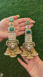 Afra jhumka- dark green colour image 0