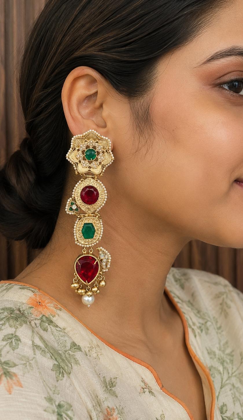 Dulhaniya Earrings6 - Earrings with hair chain image