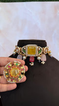 Sidya Choker with studs- yellow colour image 0