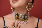 Ruhani choker-dark green and  pink colour - Only Choker image