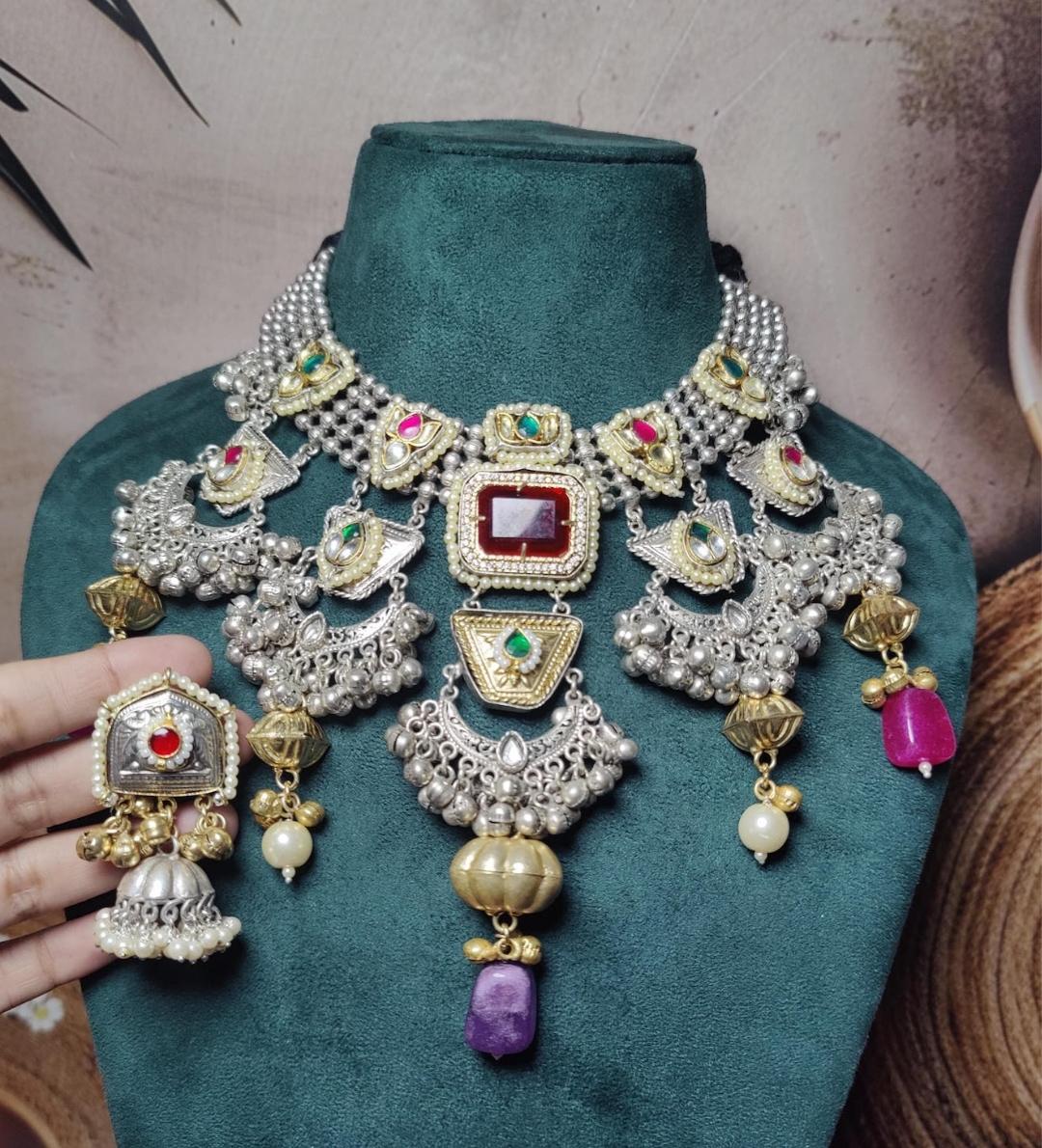 Bridal neckpiece with small jhumki image 9