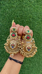 Sania Earrings - Red and Dark Green image