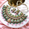 Partaash Pink set with earrings- Mehendi function image 0
