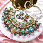Partaash Pink set with earrings- Mehendi function image 0