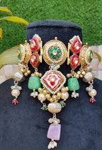Gold choker with red stones image 1