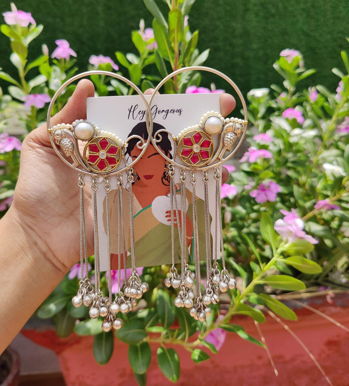 Mastani 2.0 Earrings-pink silver image 0