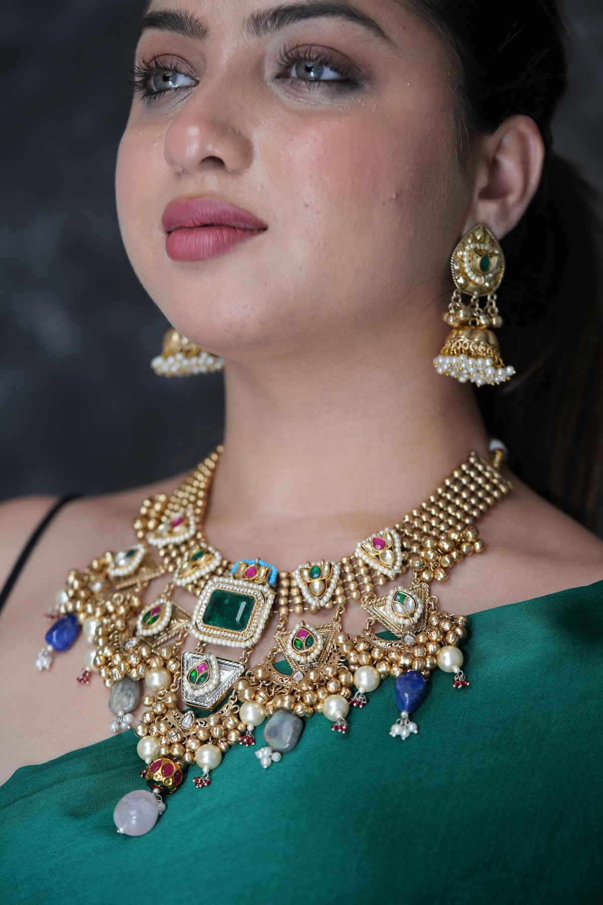 Bridal neckpiece with small jhumki image 3