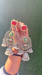 Myra Earrings - Red Silver image
