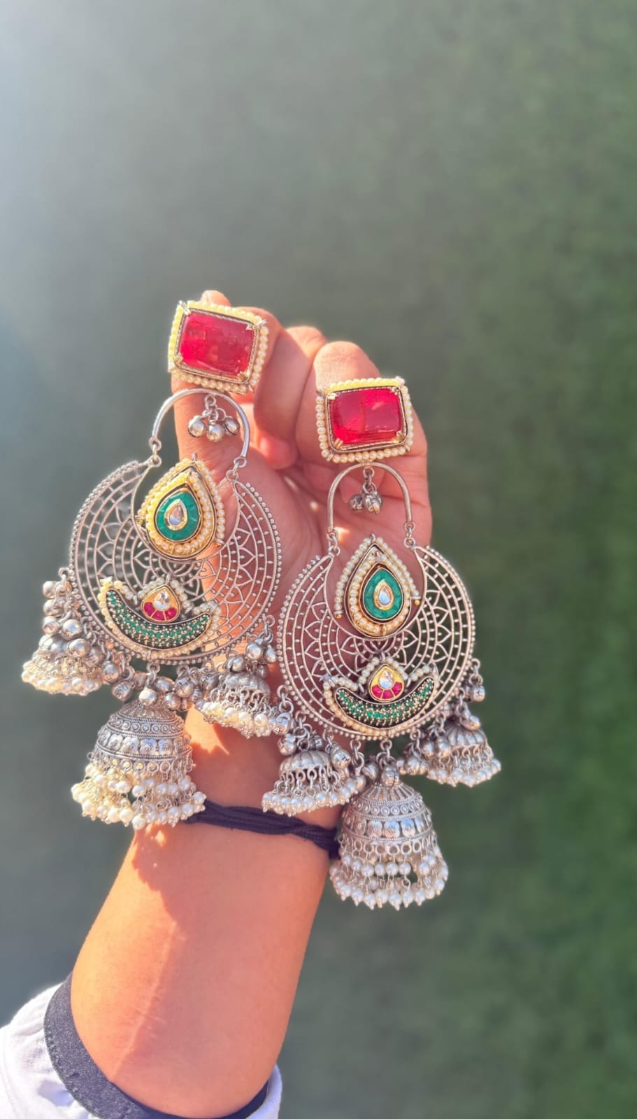 Myra Earrings - Red Silver image