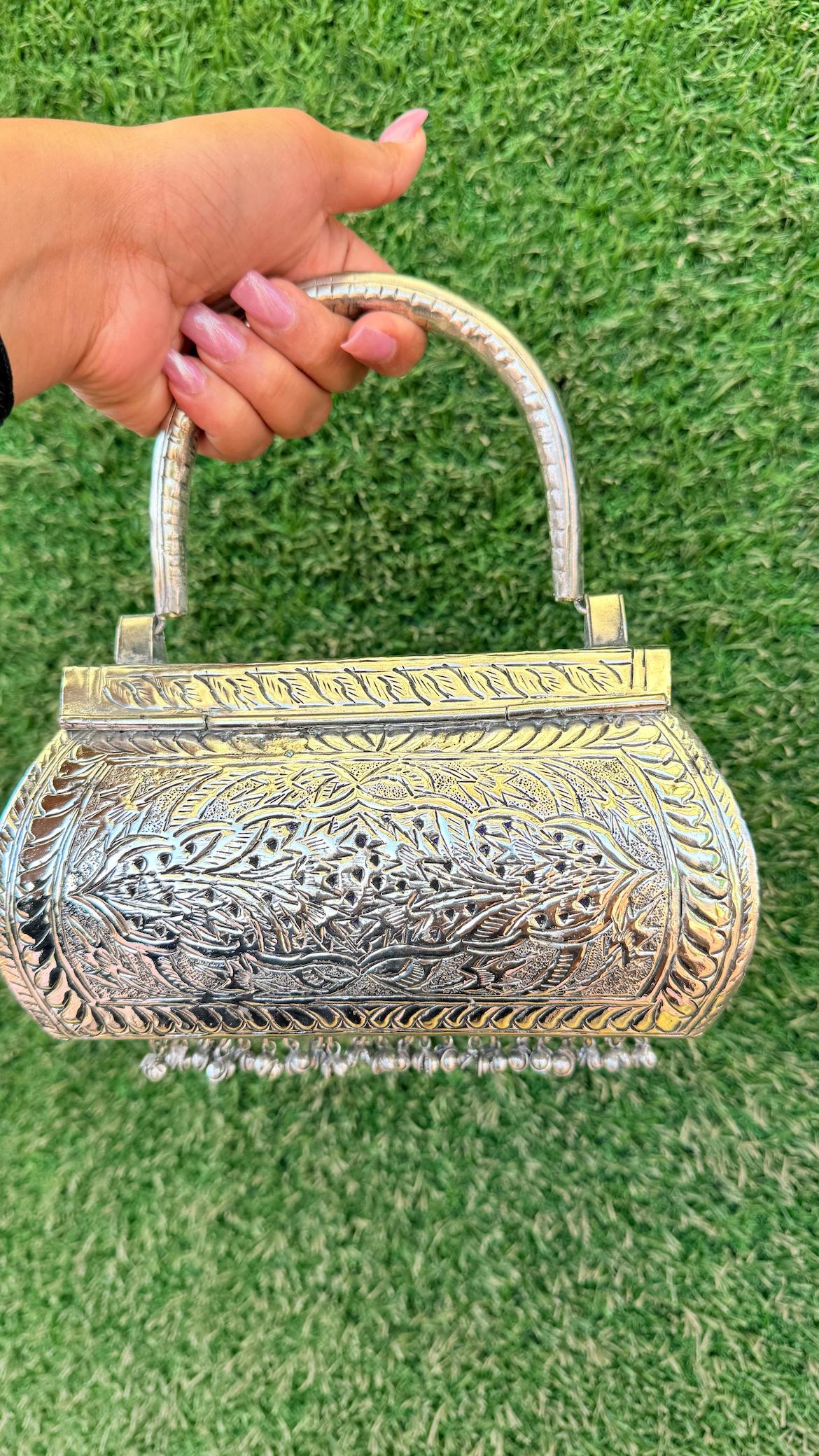 Silver bags with falling ghungroo image 1