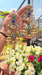Naaz kashmiri earrings- Blue gold image 1