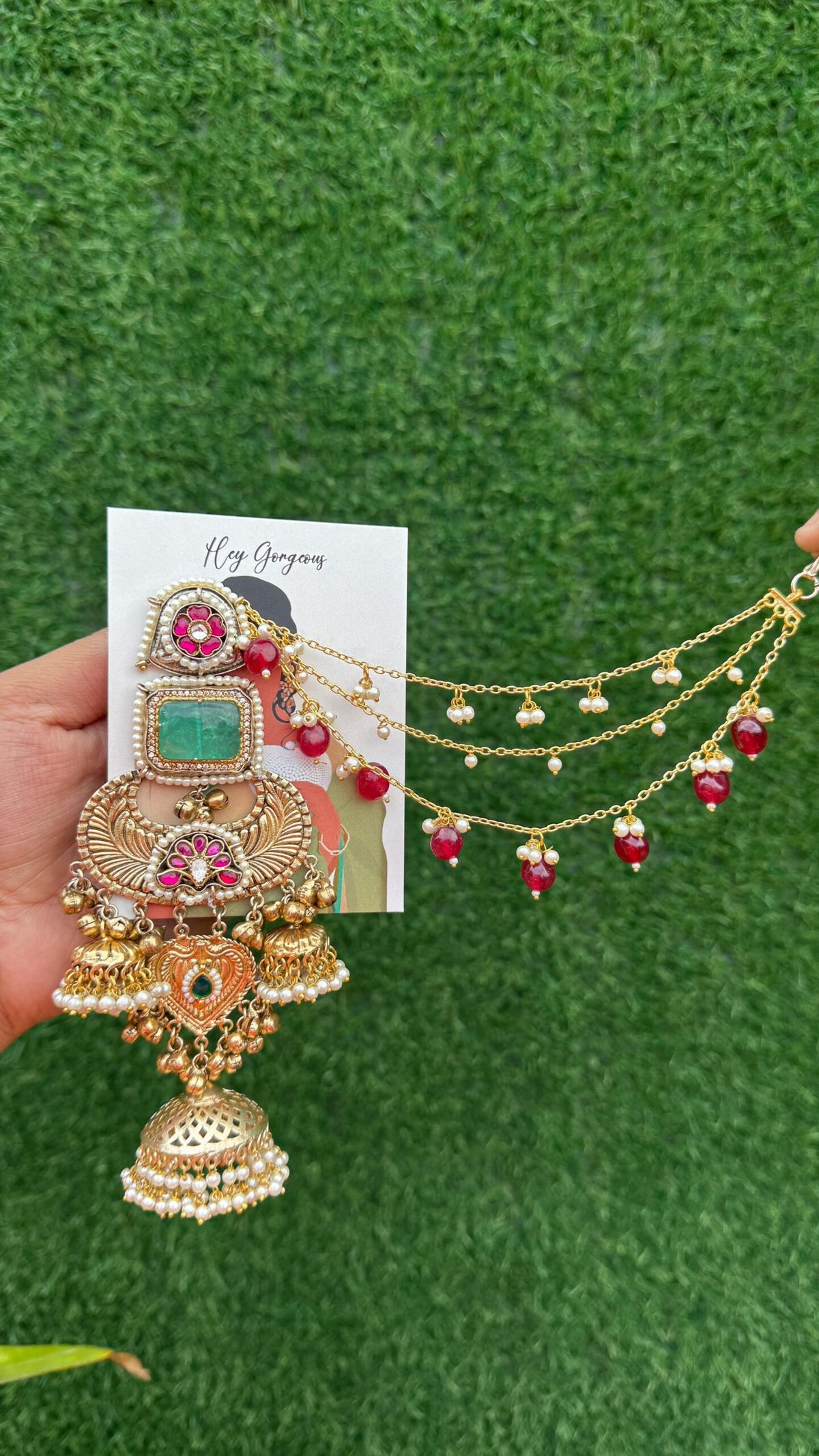 Meher jhumka -light green colour image 0