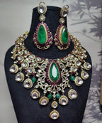 Maharani haar - pink and dark green image 2