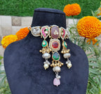 Madhavi choker - dark green and red image 2