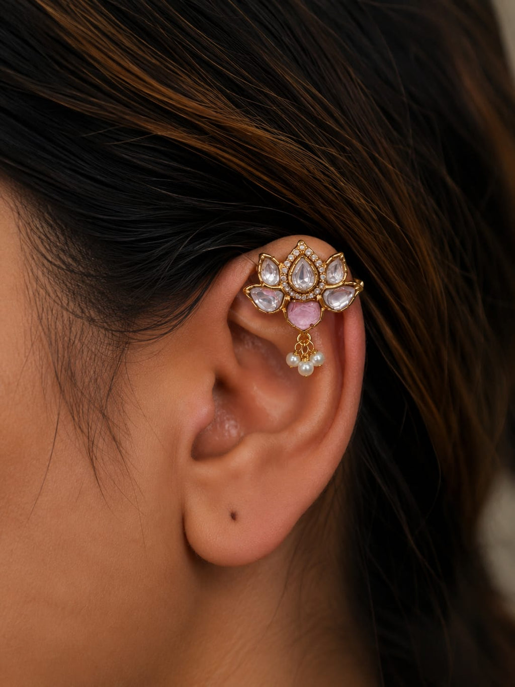 Phoolwati earcuffs- 2 in 1 - Light Pink image
