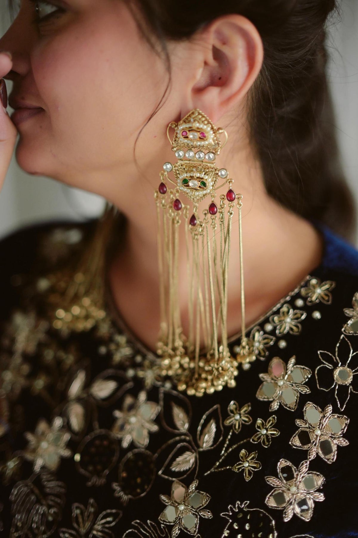 Kashmiri falling earrings image 0