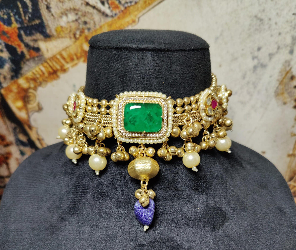 Isha choker - dark green image 1