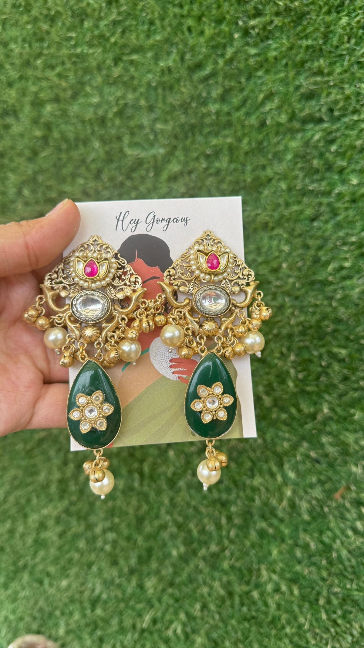 kirti earring- green colour image 0