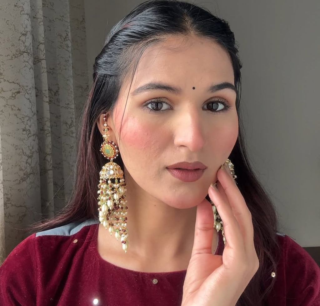 Swati Earrings-red colour image 1