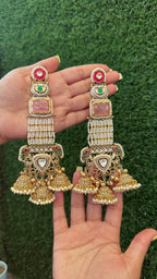 Afra jhumka- pink colour image 1