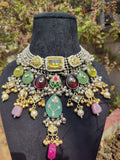 Silver Multi Colored Neckpiece without earrings image 0