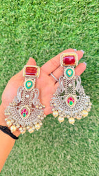 Amara earrings - Silver red image 1