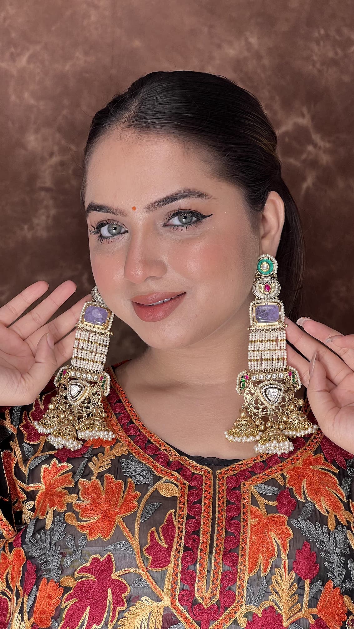 Afra jhumka- purple colour image 2