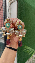 Aria earrings with hot pink drop image 1