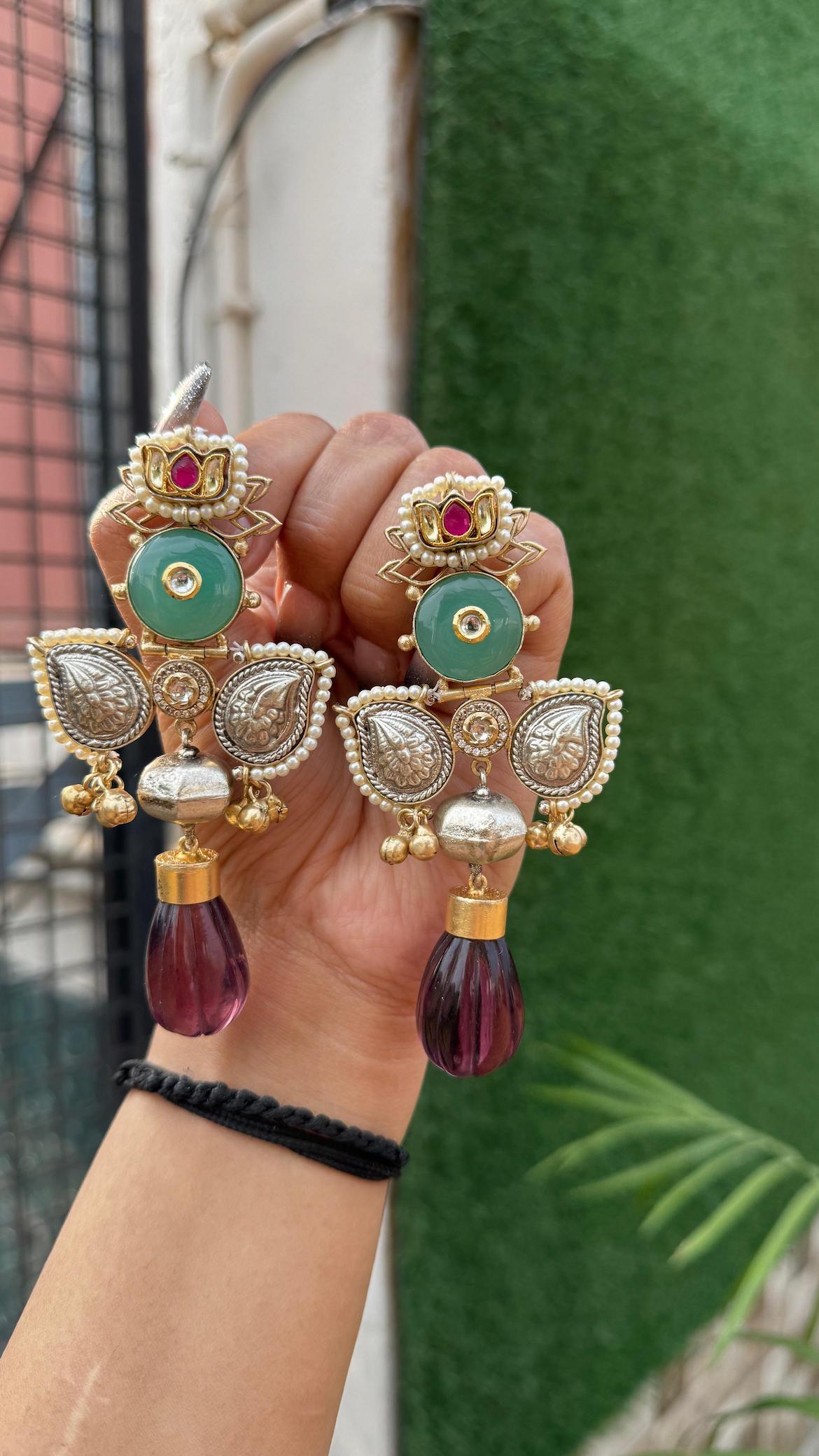 Aria earrings with hot pink drop image 1