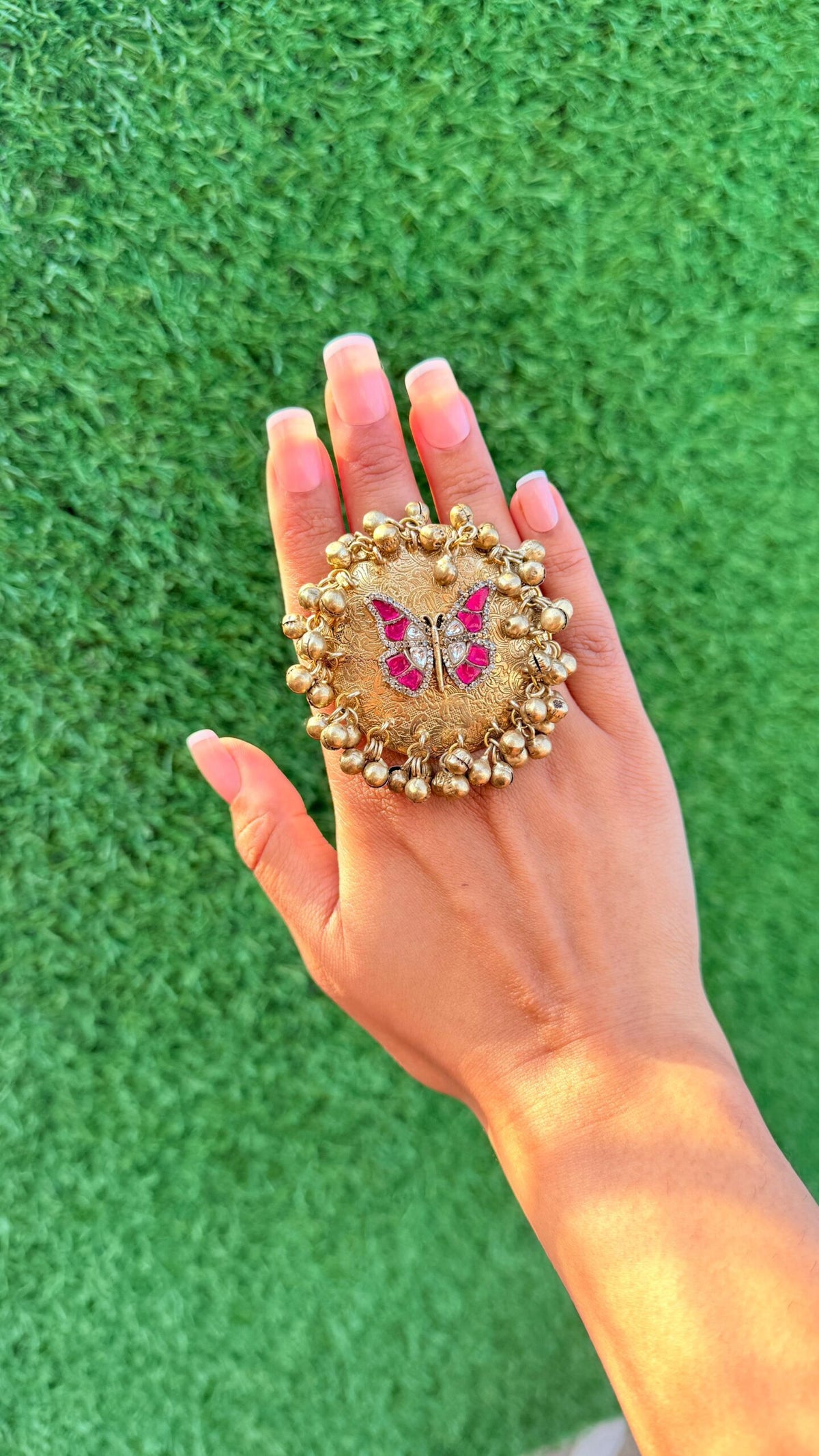 Butterfly gold pink ring image 0
