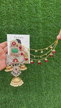 Meher jhumka -light green silver image 0