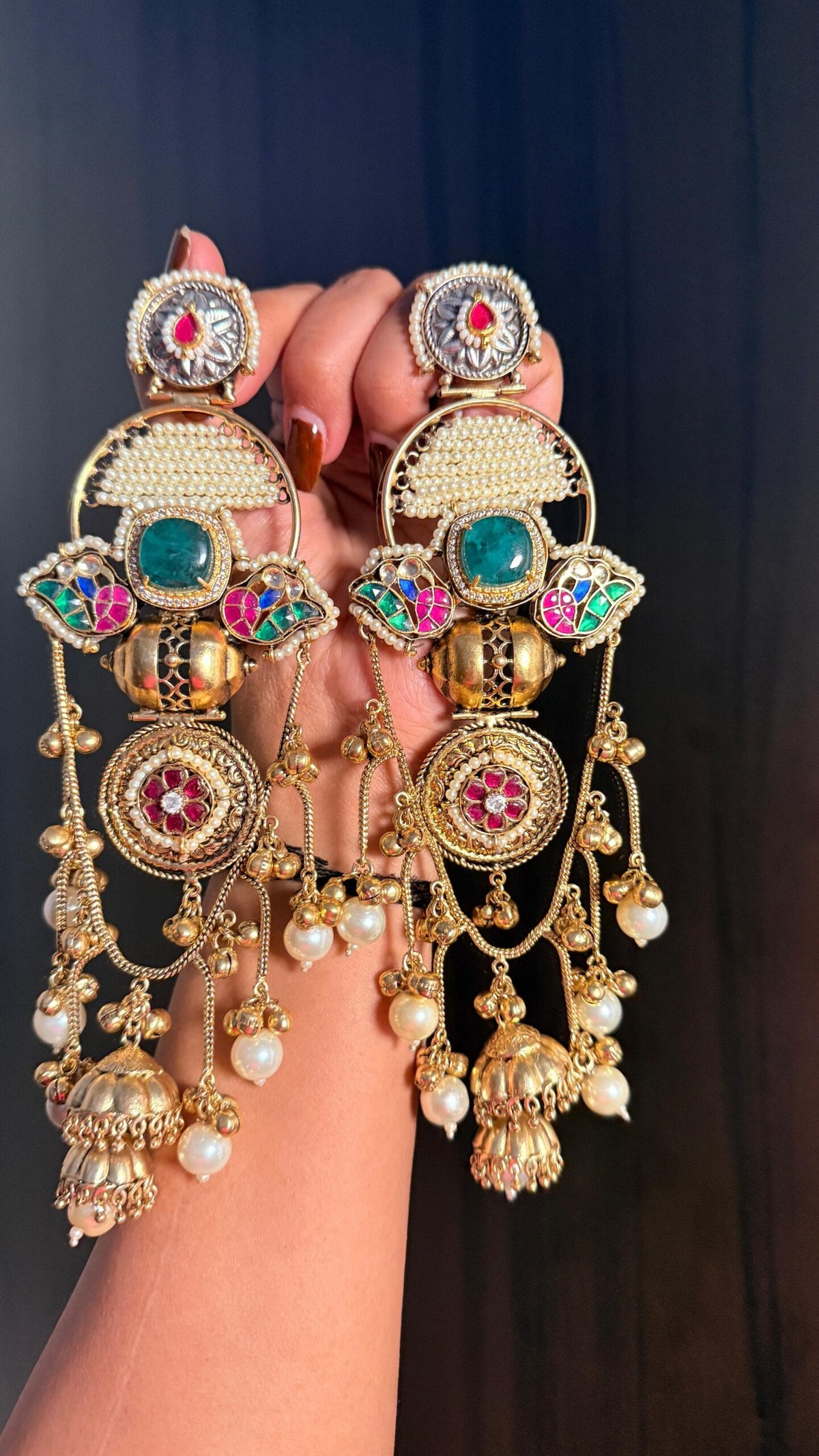 Anika earrings - dark green image 0