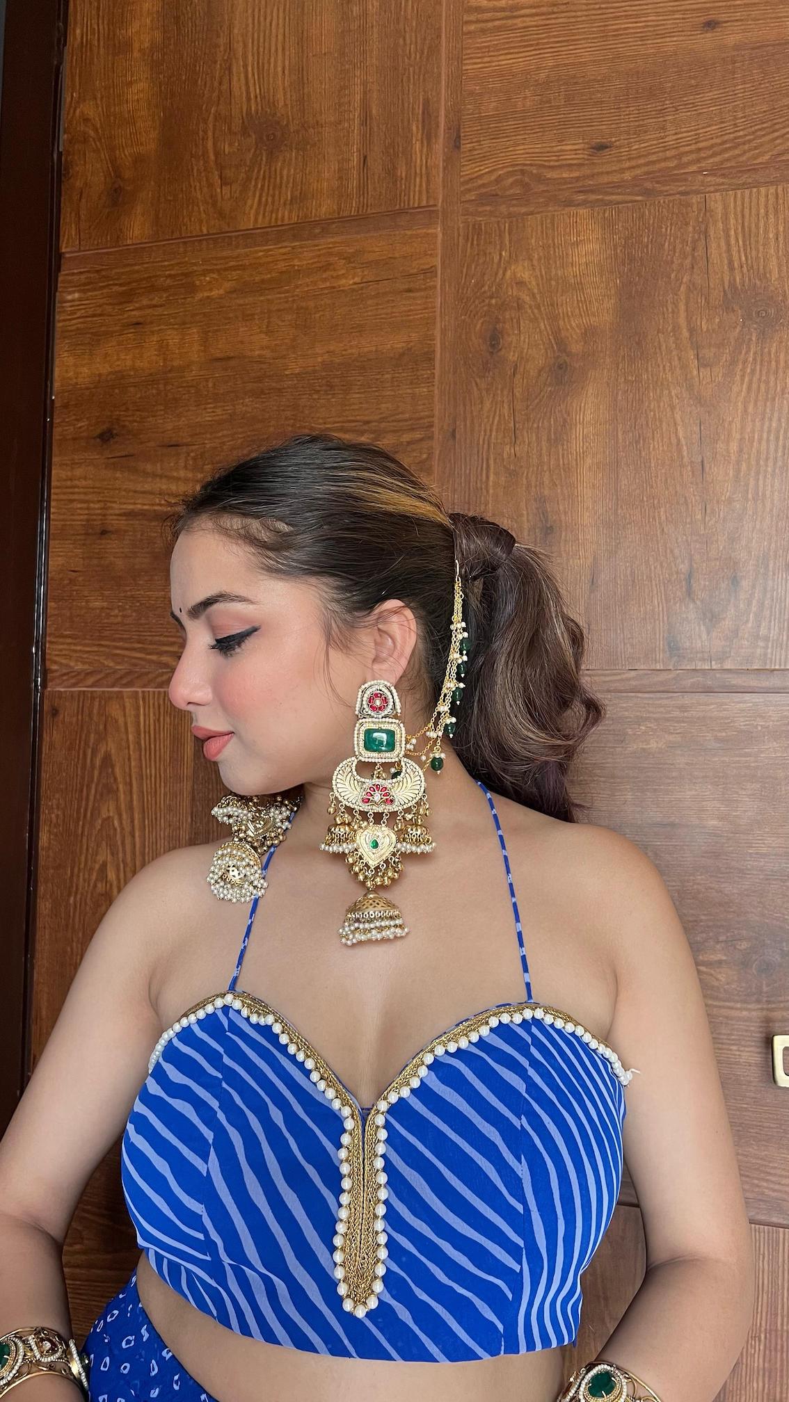 Meher jhumka - dark green image 1