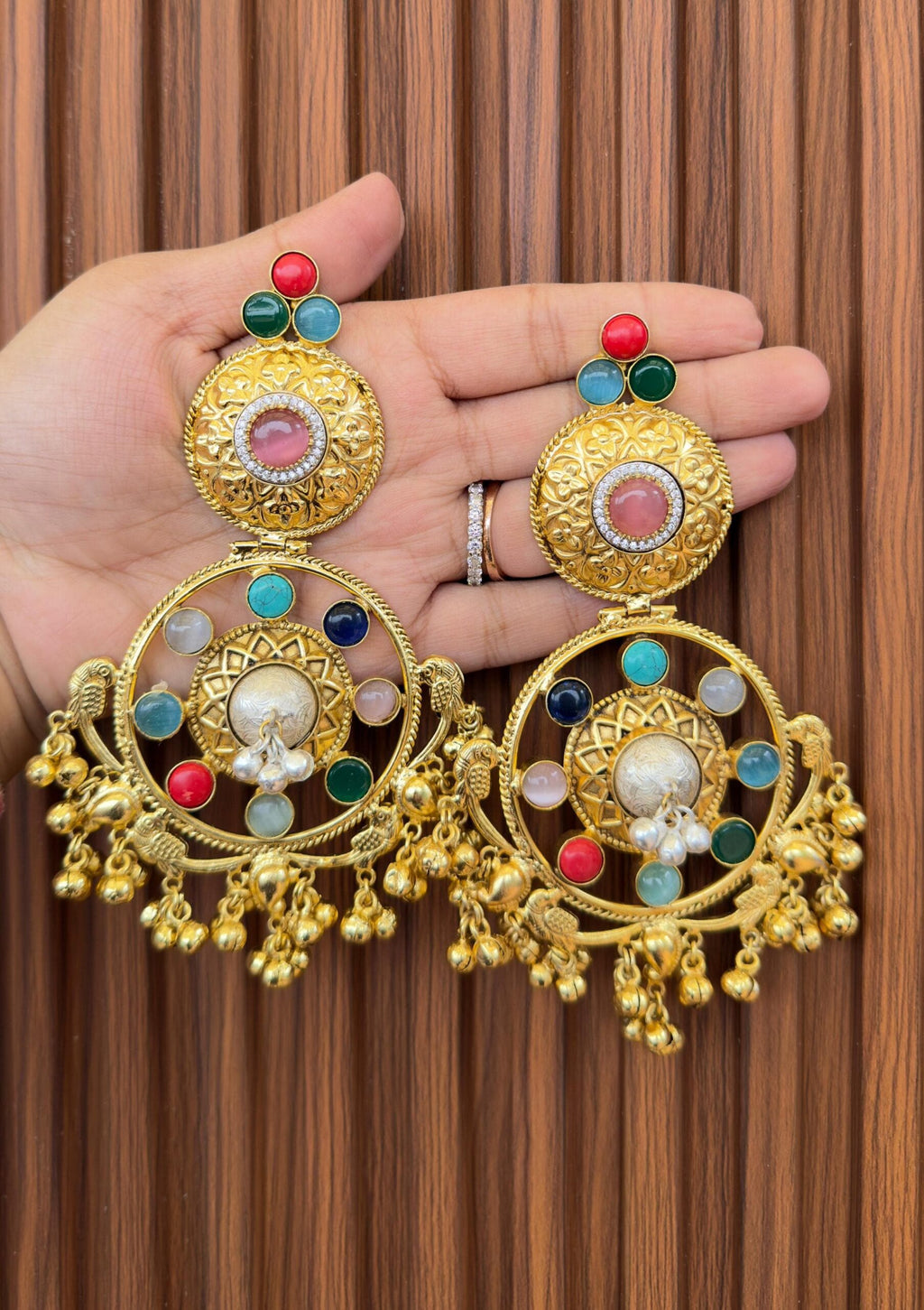 Tanvi earrings - Red and Pink image