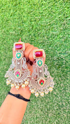 Amara earrings - Silver red image 0