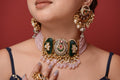Ruhani choker-dark green and  pink colour image 0