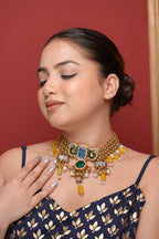 Alvira choker-blue and green colour image 1