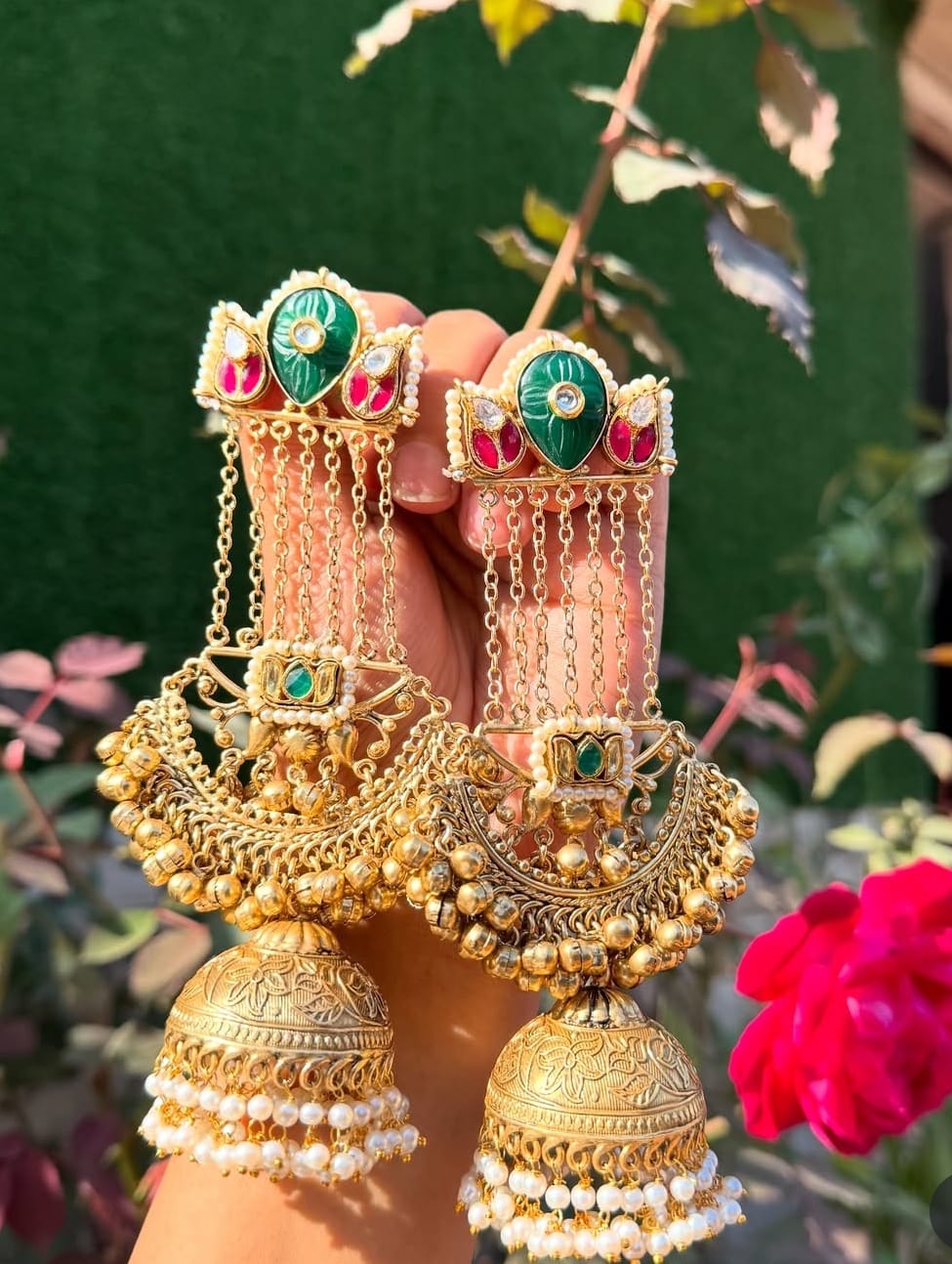 Ruhi Earrings-dark green colour image 0