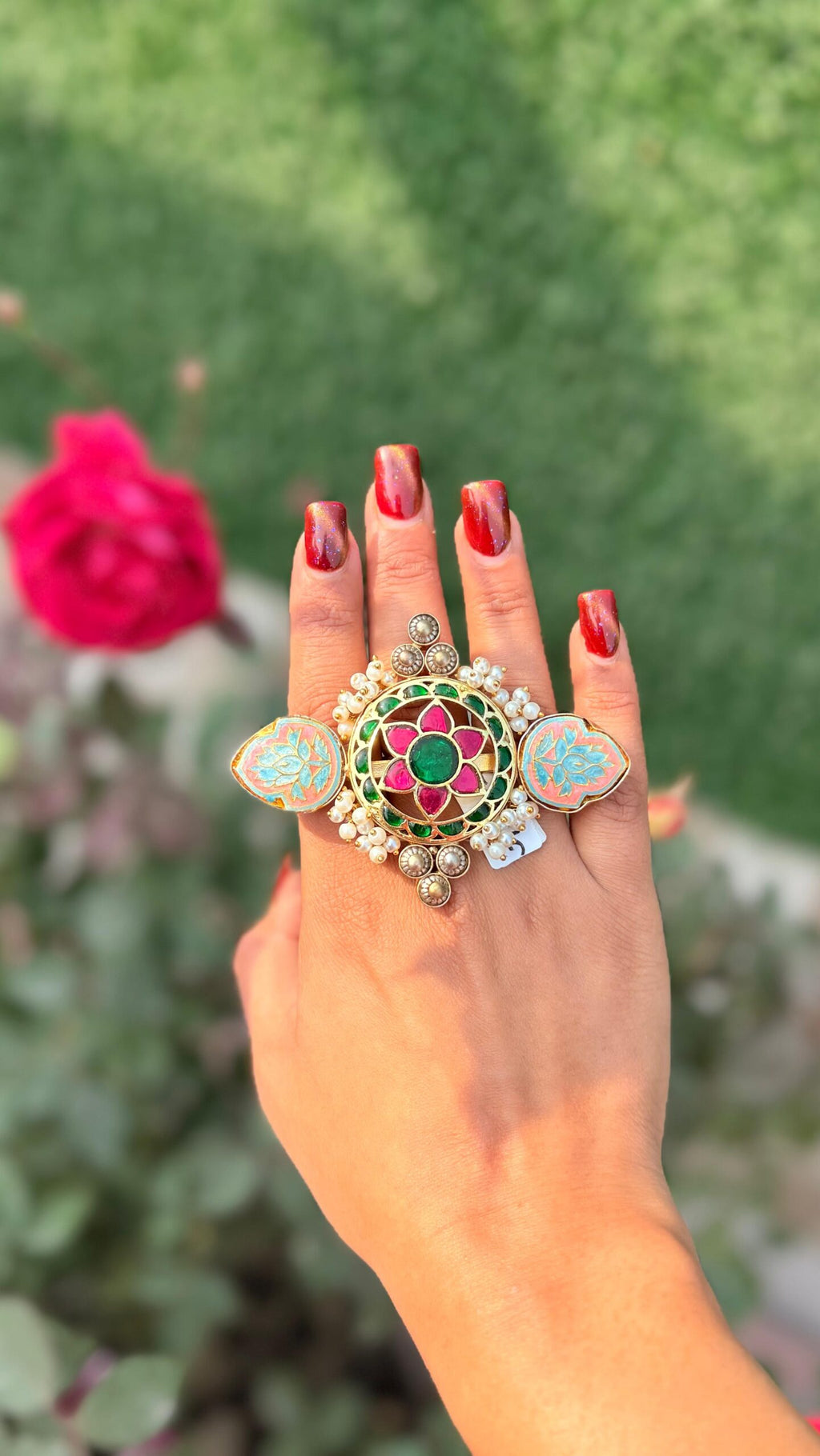 Big panchi kundan rings image 2