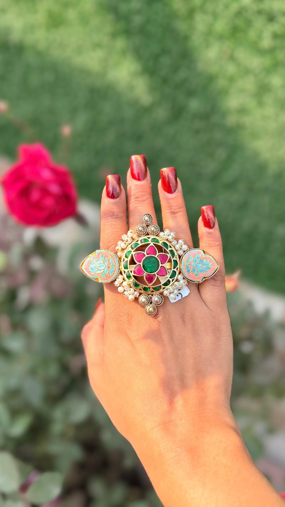 Big panchi kundan rings image 2