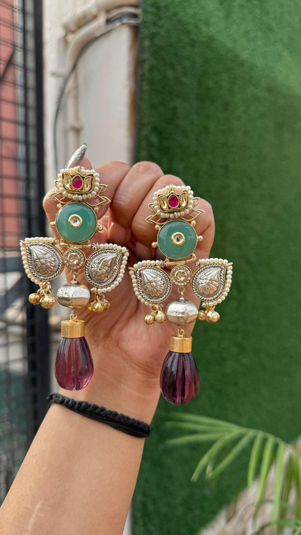 Aria earrings with hot pink drop image 0