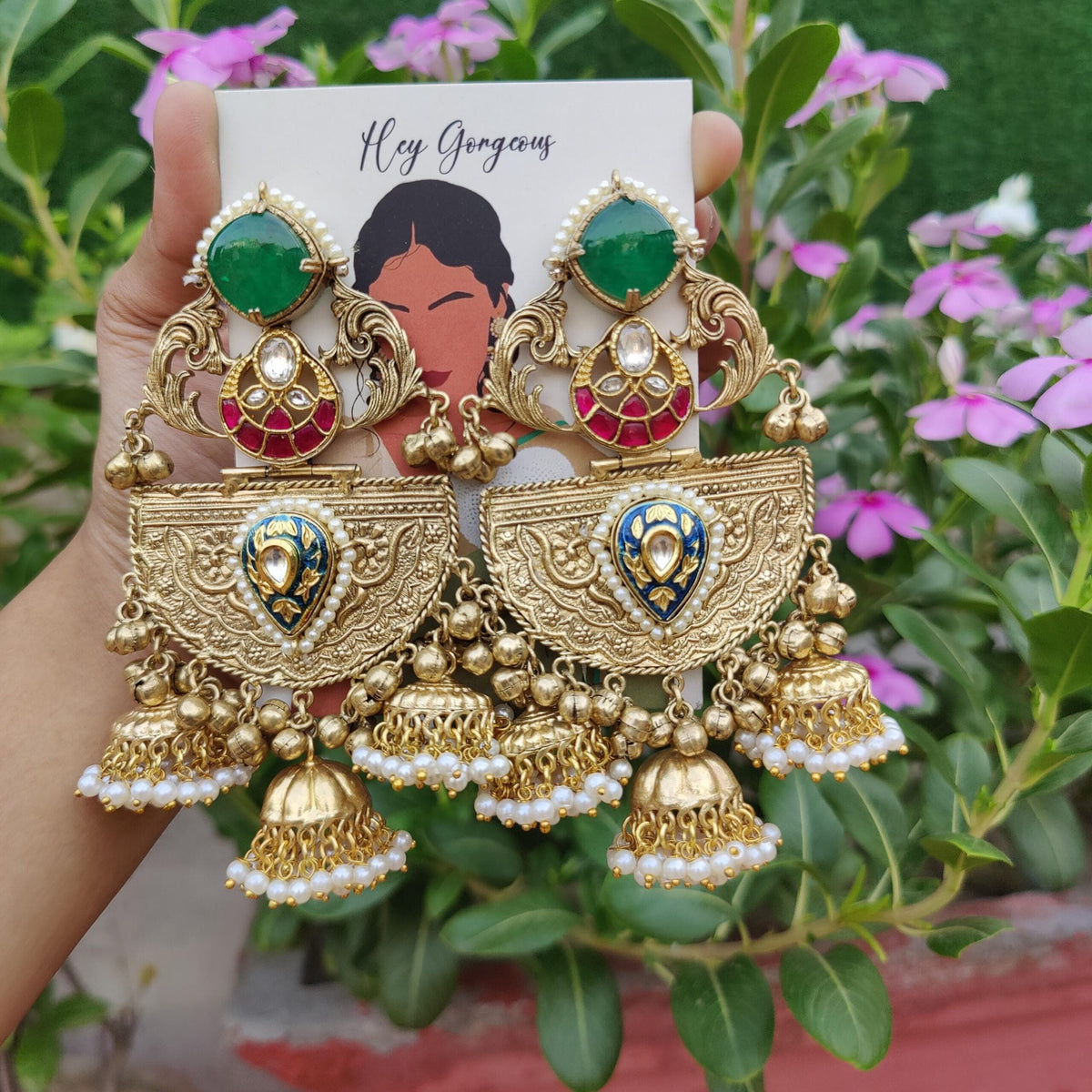 Tamanna earrings-dark green colour image 0